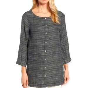 Eileen Fisher Coastline Organic Linen Tunic Button Up Small